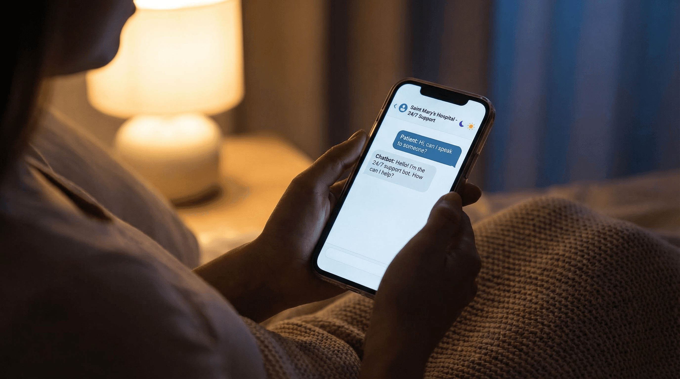 AI chatbot providing 24/7 patient support on smartphone