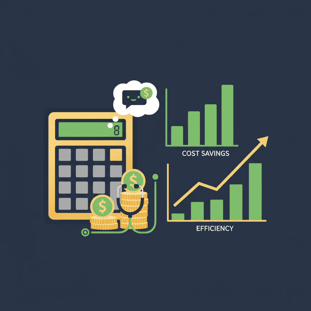 Healthcare executives reviewing ROI calculations for chatbot investment