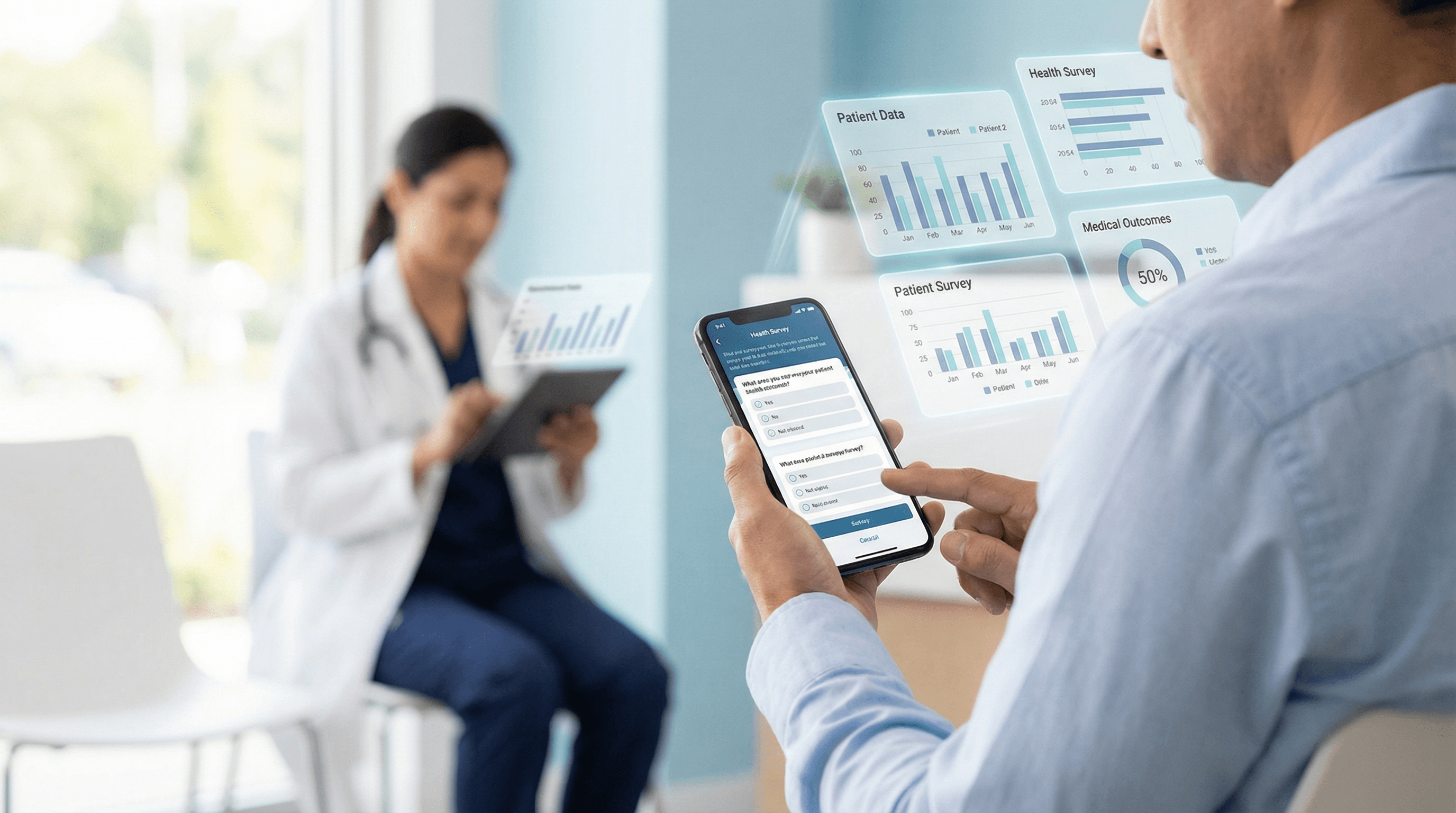 AI system collecting patient reported outcomes on mobile device